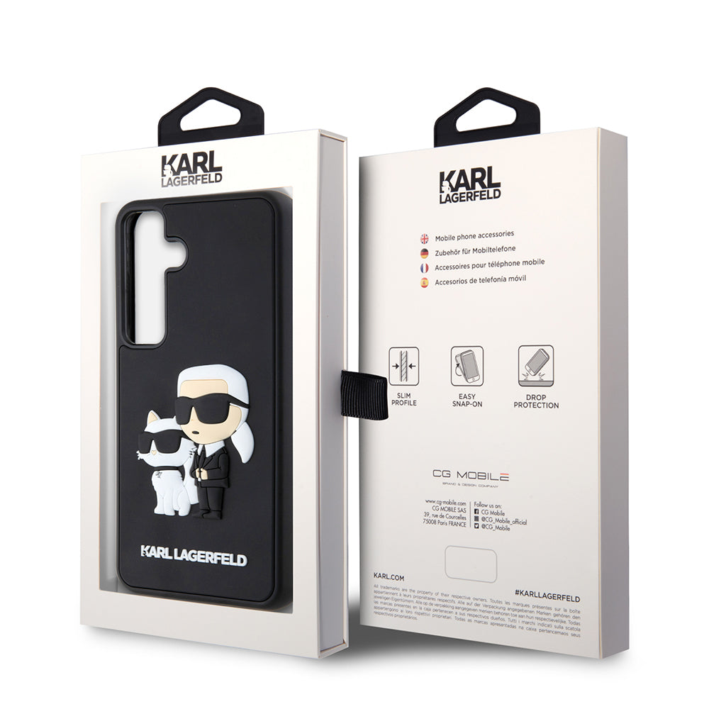 Husa pentru Samsung Galaxy S24 S921, Karl Lagerfeld, 3D Rubber Karl & Choupette, Neagra