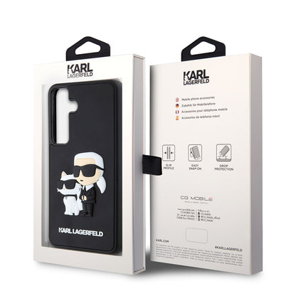 Husa pentru Samsung Galaxy S24 S921, Karl Lagerfeld, 3D Rubber Karl & Choupette, Neagra