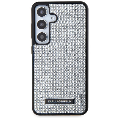 Husa pentru Samsung Galaxy S24 S921, Karl Lagerfeld, Rhinestone Metal Plate, Argintie