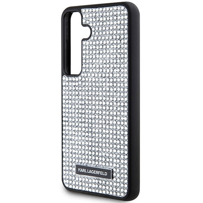 Husa pentru Samsung Galaxy S24 S921, Karl Lagerfeld, Rhinestone Metal Plate, Argintie