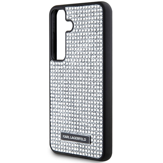 Husa pentru Samsung Galaxy S24 S921, Karl Lagerfeld, Rhinestone Metal Plate, Argintie