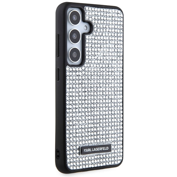 Husa pentru Samsung Galaxy S24 S921, Karl Lagerfeld, Rhinestone Metal Plate, Argintie