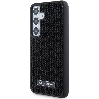 Husa pentru Samsung Galaxy S24 S921, Karl Lagerfeld, Rhinestone Metal Plate, Neagra