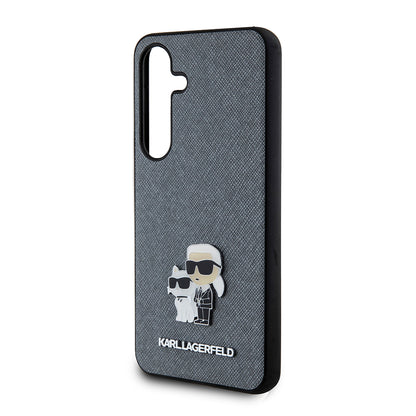 Husa pentru Samsung Galaxy S24 S921, Karl Lagerfeld, Saffiano Karl & Choupette Metal, Gri