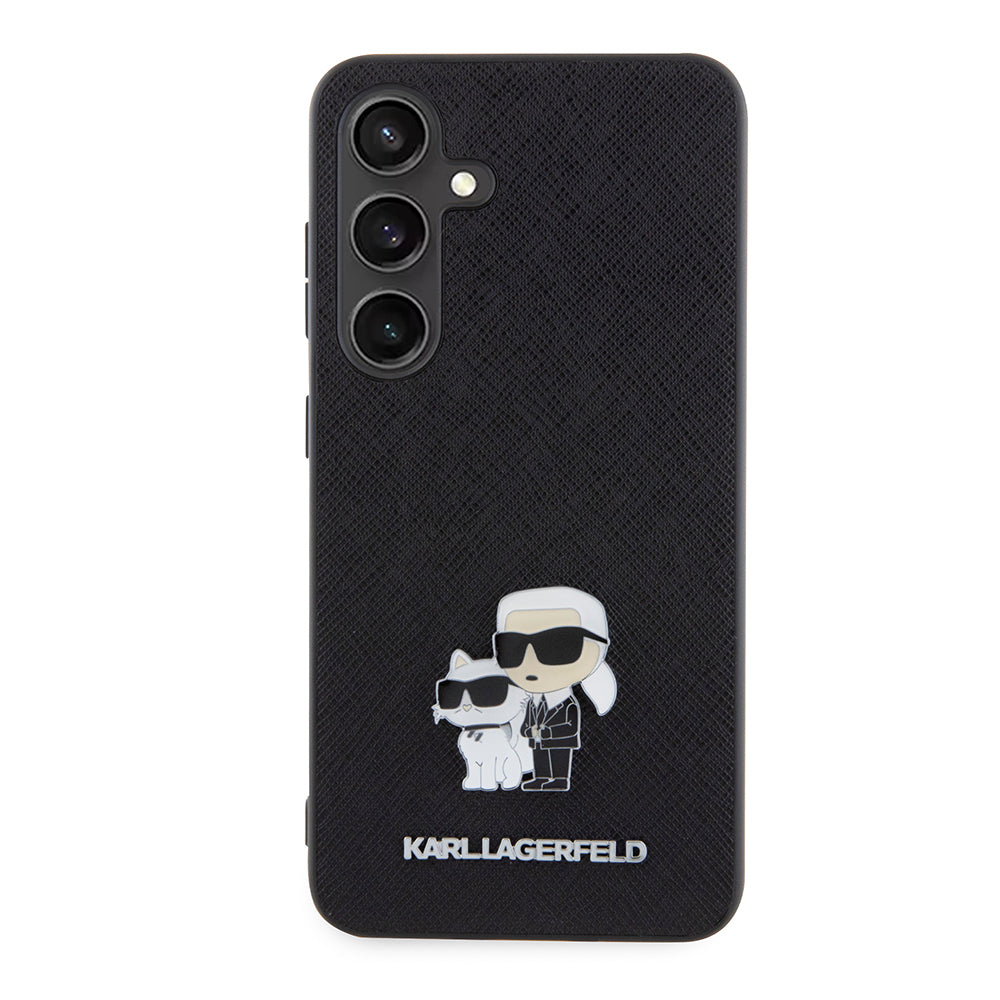 Husa pentru Samsung Galaxy S24 S921, Karl Lagerfeld, Saffiano Karl & Choupette Metal, Neagra