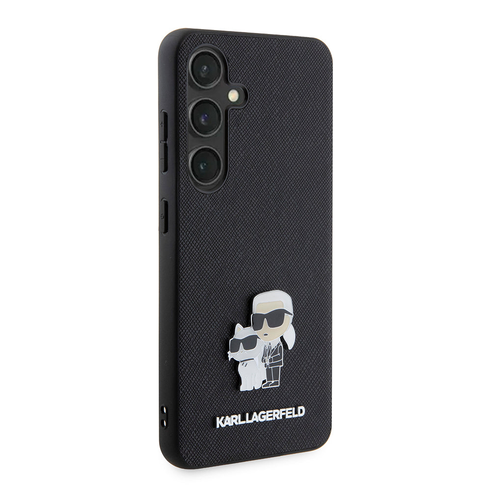 Husa pentru Samsung Galaxy S24 S921, Karl Lagerfeld, Saffiano Karl & Choupette Metal, Neagra