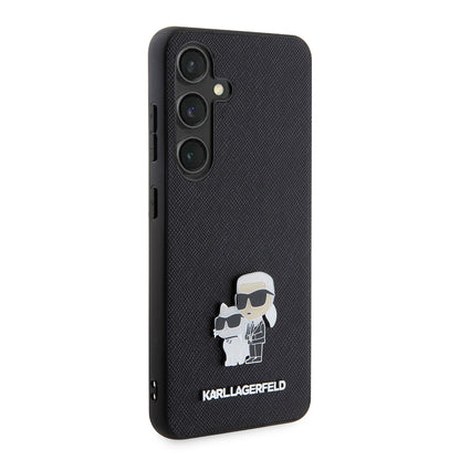 Husa pentru Samsung Galaxy S24 S921, Karl Lagerfeld, Saffiano Karl & Choupette Metal, Neagra