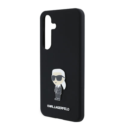 Husa pentru Samsung Galaxy S24 S921, Karl Lagerfeld, Silicone Ikonik Karl Metal, Neagra