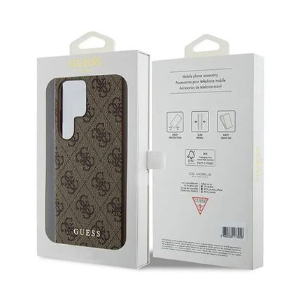 Husa pentru Samsung Galaxy S24 Ultra S928, Guess, 4G Metal Gold Logo, Maro