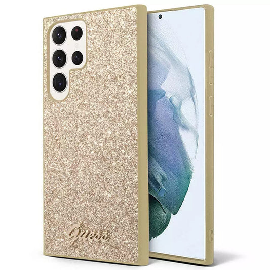 Husa pentru Samsung Galaxy S24 Ultra S928, Guess, Glitter Script, Aurie