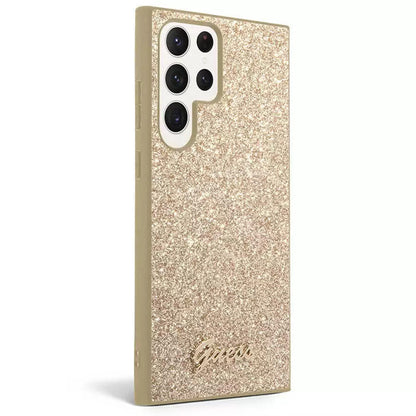 Husa pentru Samsung Galaxy S24 Ultra S928, Guess, Glitter Script, Aurie
