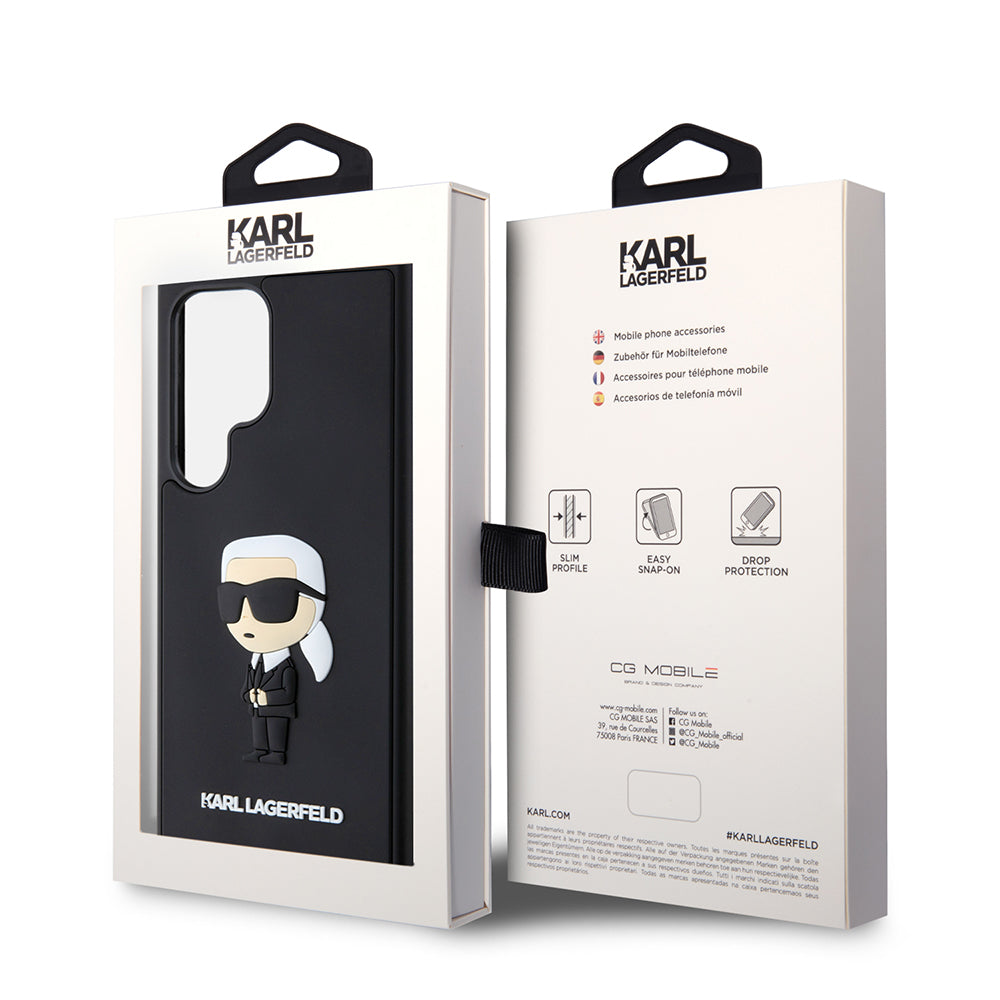Husa pentru Samsung Galaxy S24 Ultra S928, Karl Lagerfeld, 3D Rubber Ikonik Karl, Neagra