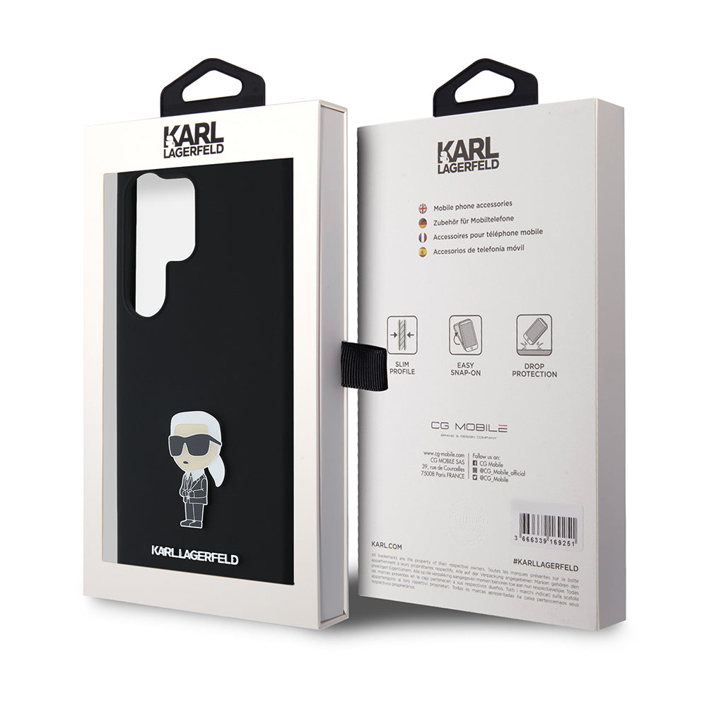 Husa pentru Samsung Galaxy S24 Ultra S928, Karl Lagerfeld, Silicone Ikonik Karl, Neagra