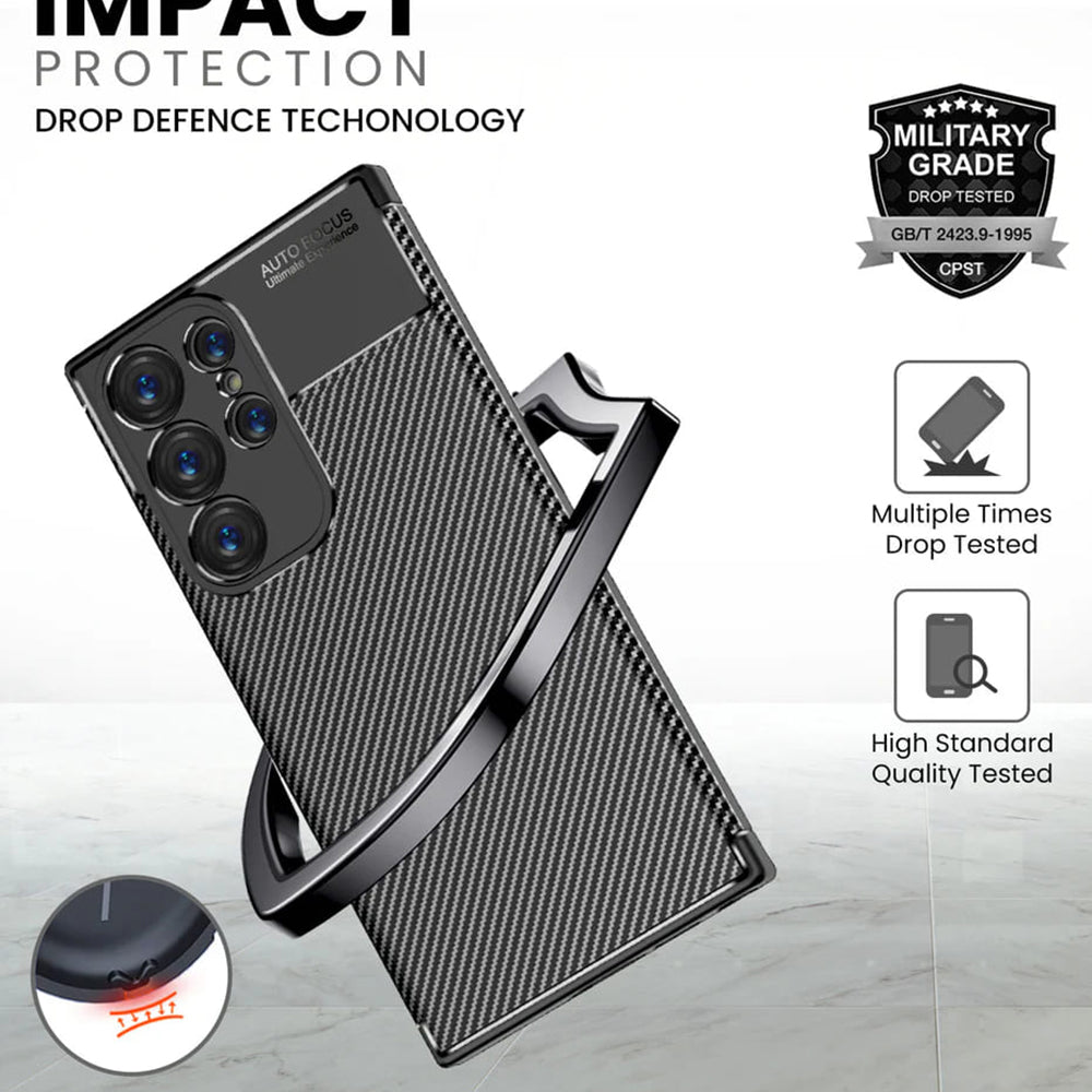 Husa pentru Samsung Galaxy S24 Ultra S928, Techsuit, CarbonFiber, Neagra