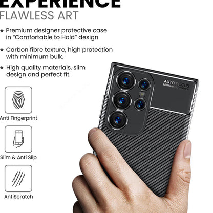Husa pentru Samsung Galaxy S24 Ultra S928, Techsuit, CarbonFiber, Neagra