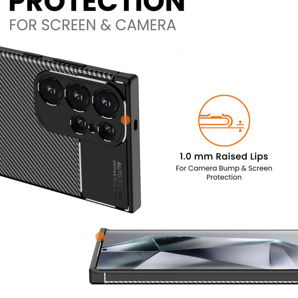 Husa pentru Samsung Galaxy S24 Ultra S928, Techsuit, CarbonFiber, Neagra
