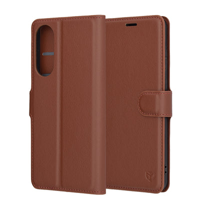 Husa pentru Samsung Galaxy S25 Edge S937, Techsuit, Leather Folio, Maro