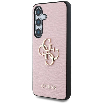 Husa pentru Samsung Galaxy S25+ S936, Guess, 4G Grained Big and Classic Logo, Roz