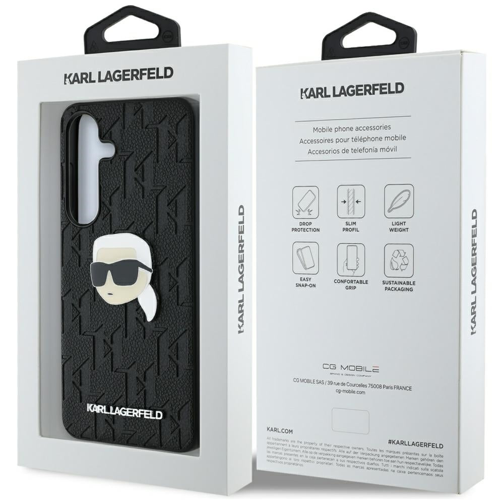 Husa pentru Samsung Galaxy S25+ S936, Karl Lagerfeld, Monogram Karl's Head, Neagra