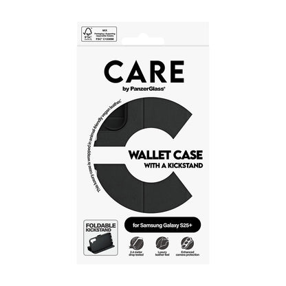 Husa pentru Samsung Galaxy S25+ S936, PanzerGlass, Care Feature Kickstand Wallet, Neagra