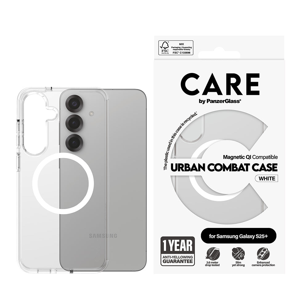 Husa pentru Samsung Galaxy S25+ S936, PanzerGlass, Care Urban Combat, Transparenta Alba
