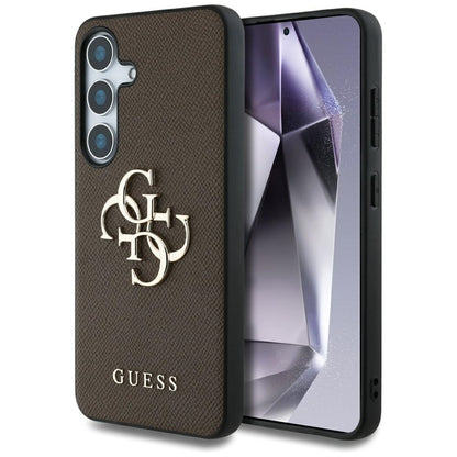 Husa pentru Samsung Galaxy S25 S931, Guess, 4G Grained Big and Classic Logo, Maro