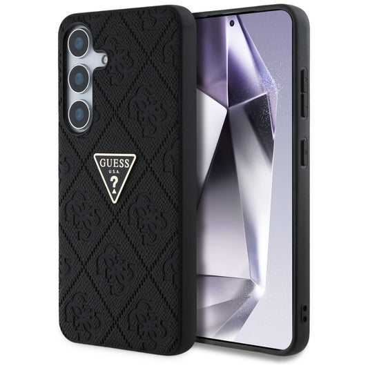 Husa pentru Samsung Galaxy S25 S931, Guess, Grained Hot Stamp 4G Triangle, Neagra