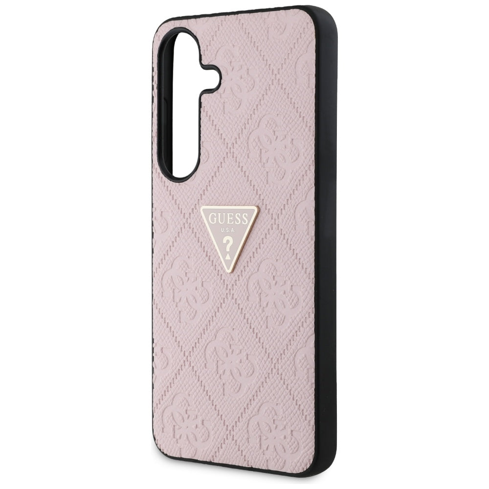 Husa pentru Samsung Galaxy S25 S931, Guess, Grained Hot Stamp 4G Triangle, Roz