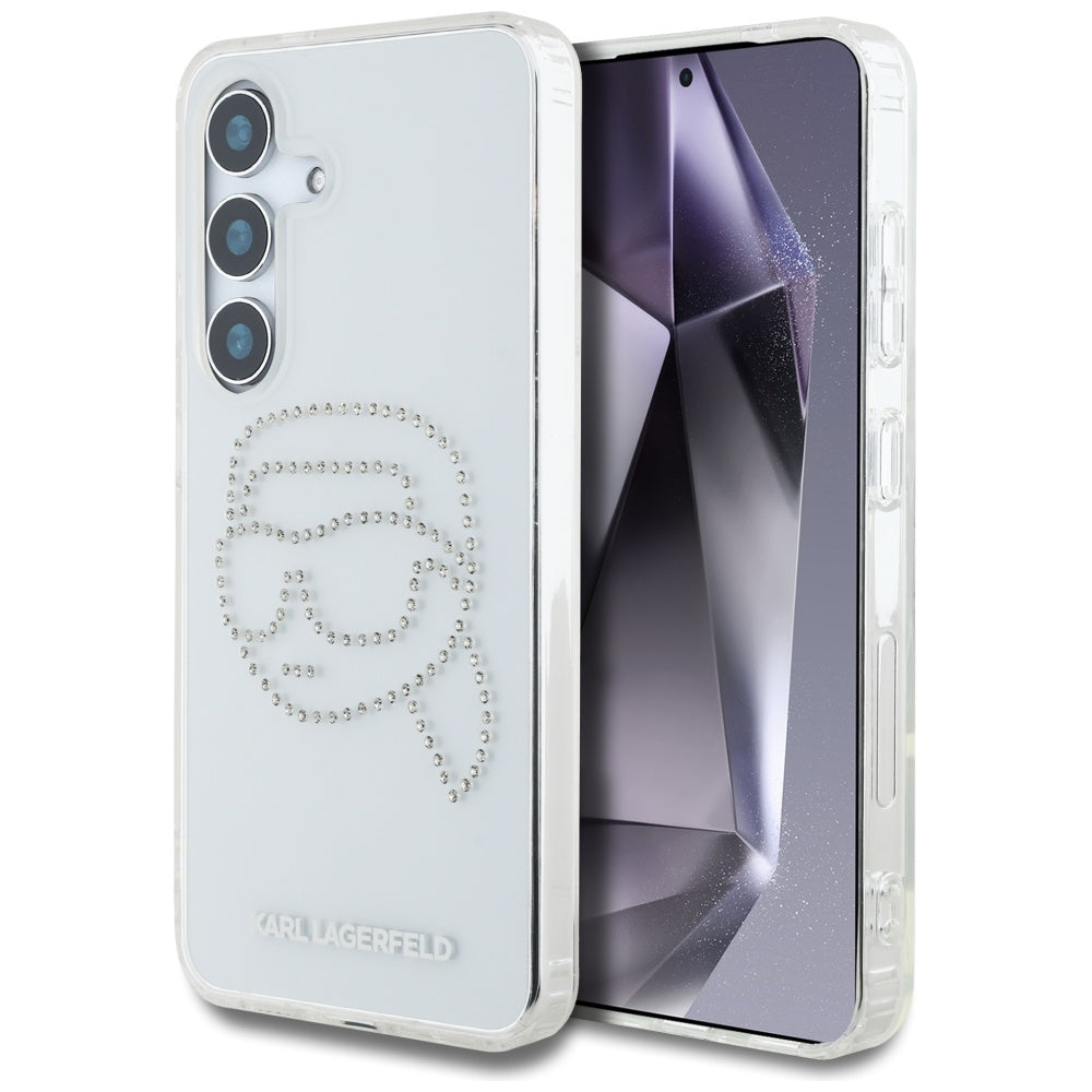 Husa pentru Samsung Galaxy S25 S931, Karl Lagerfeld, IML Rhinestones Karl's Head, Transparenta