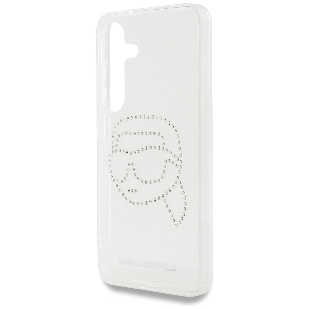 Husa pentru Samsung Galaxy S25 S931, Karl Lagerfeld, IML Rhinestones Karl's Head, Transparenta