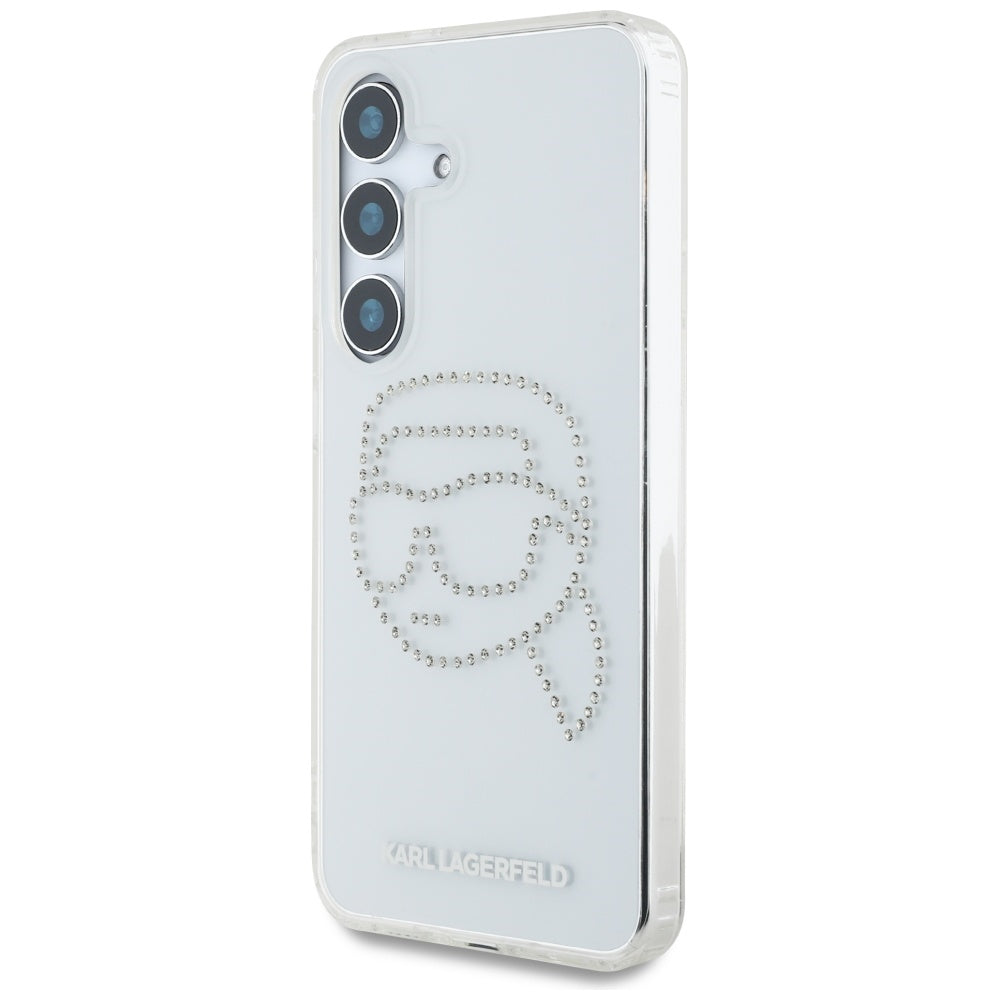 Husa pentru Samsung Galaxy S25 S931, Karl Lagerfeld, IML Rhinestones Karl's Head, Transparenta