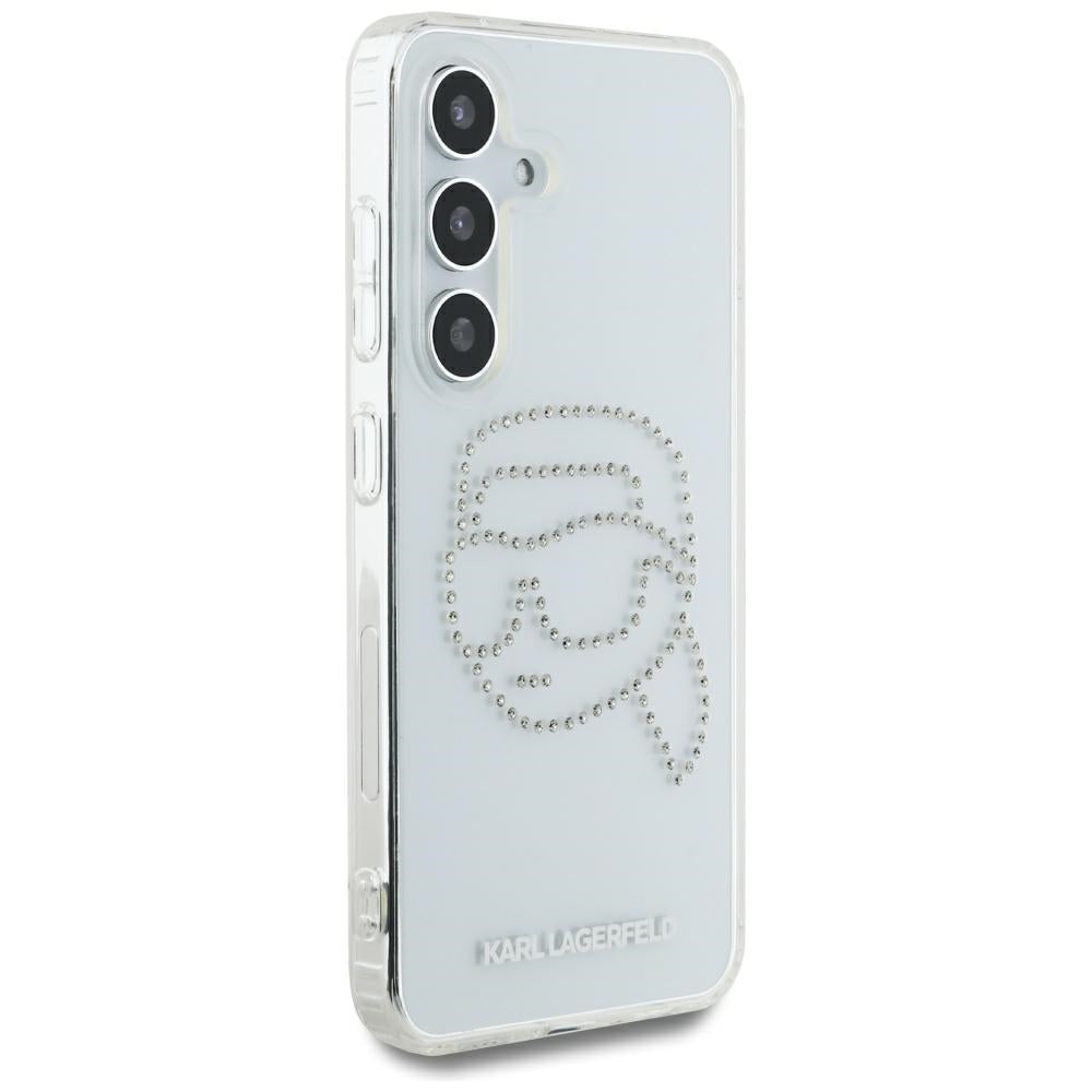 Husa pentru Samsung Galaxy S25 S931, Karl Lagerfeld, IML Rhinestones Karl's Head, Transparenta