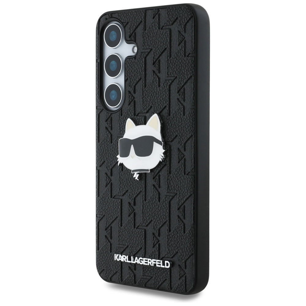 Husa pentru Samsung Galaxy S25 S931, Karl Lagerfeld, Monogram Choupette's Head, Neagra