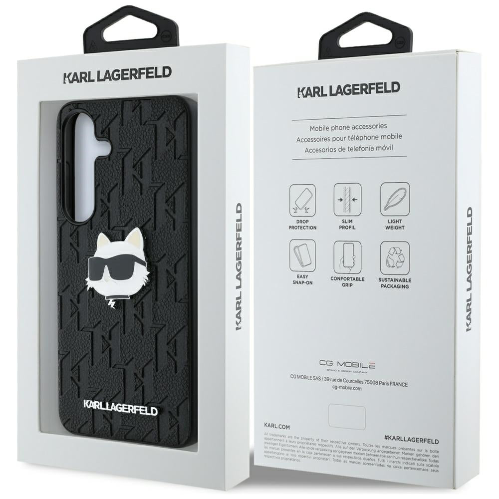 Husa pentru Samsung Galaxy S25 S931, Karl Lagerfeld, Monogram Choupette's Head, Neagra