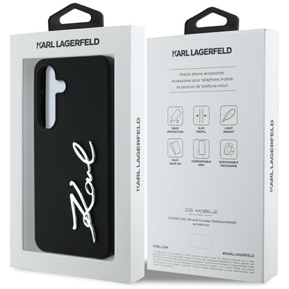 Husa pentru Samsung Galaxy S25 S931, Karl Lagerfeld, Silicone Sign Metal Logo, Neagra