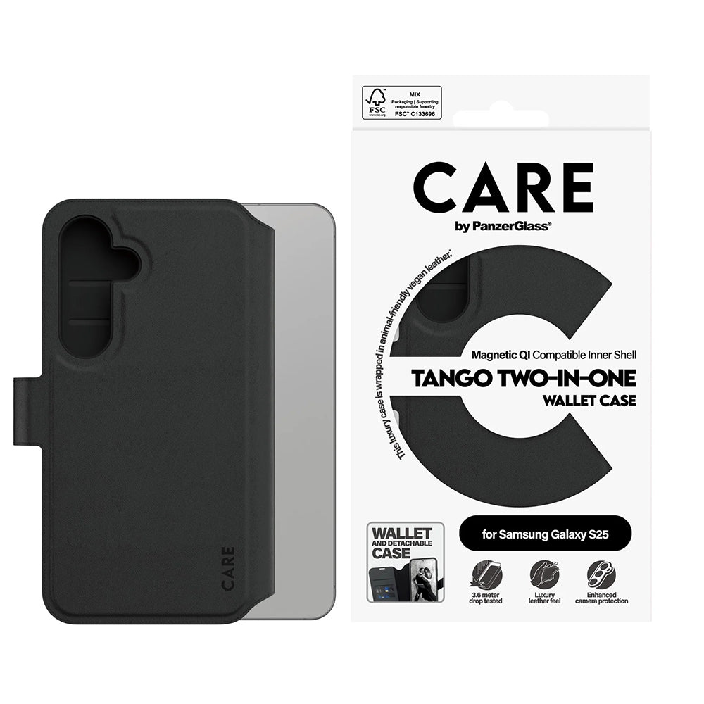 Husa pentru Samsung Galaxy S25 S931, PanzerGlass, Care Feature Tango Two-in-One, Neagra