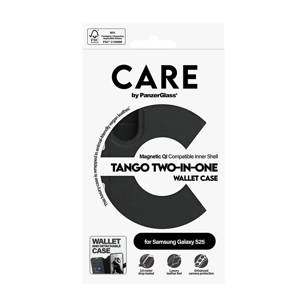 Husa pentru Samsung Galaxy S25 S931, PanzerGlass, Care Feature Tango Two-in-One, Neagra