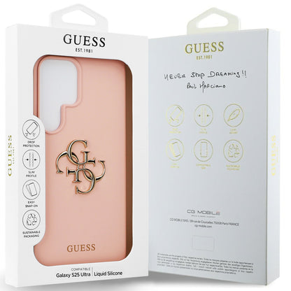 Husa pentru Samsung Galaxy S25 Ultra S938, Guess, 4G Grained Big and Classic Logo, Roz