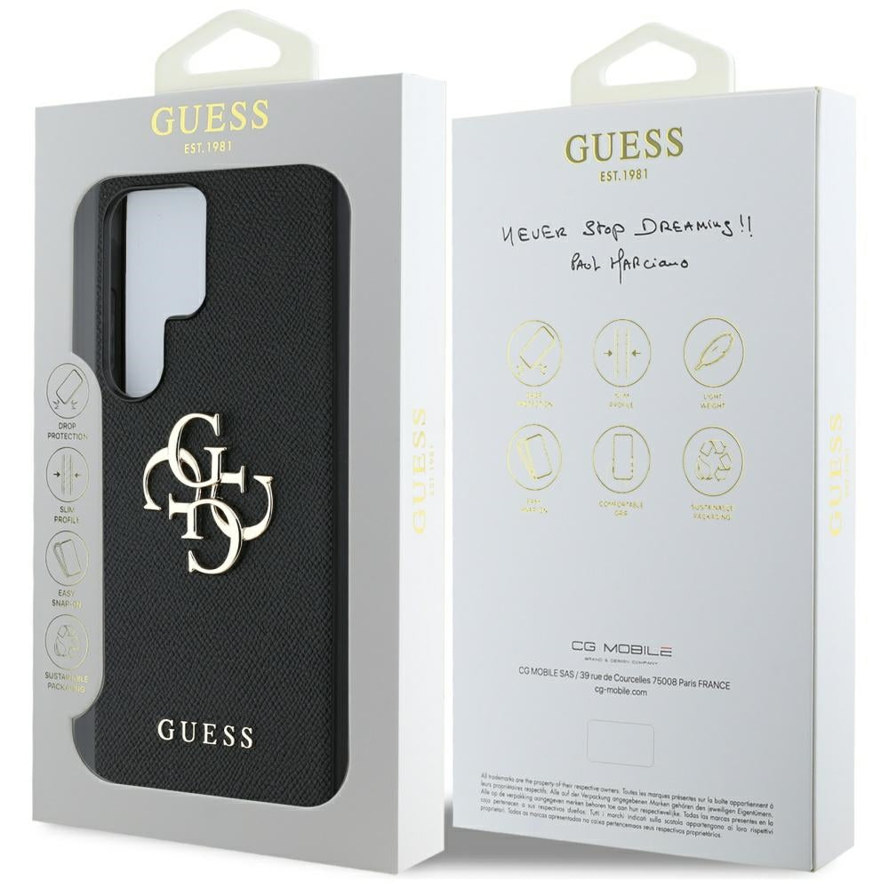 Husa pentru Samsung Galaxy S25 Ultra S938, Guess, 4G Grained Big and Classic Logo, Neagra