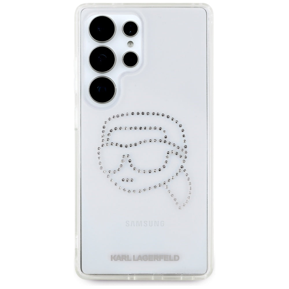 Husa pentru Samsung Galaxy S25 Ultra S938, Karl Lagerfeld, IML Rhinestones Karl's Head, Transparenta