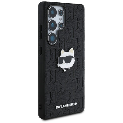 Husa pentru Samsung Galaxy S25 Ultra S938, Karl Lagerfeld, Monogram Choupette's Head, Neagra