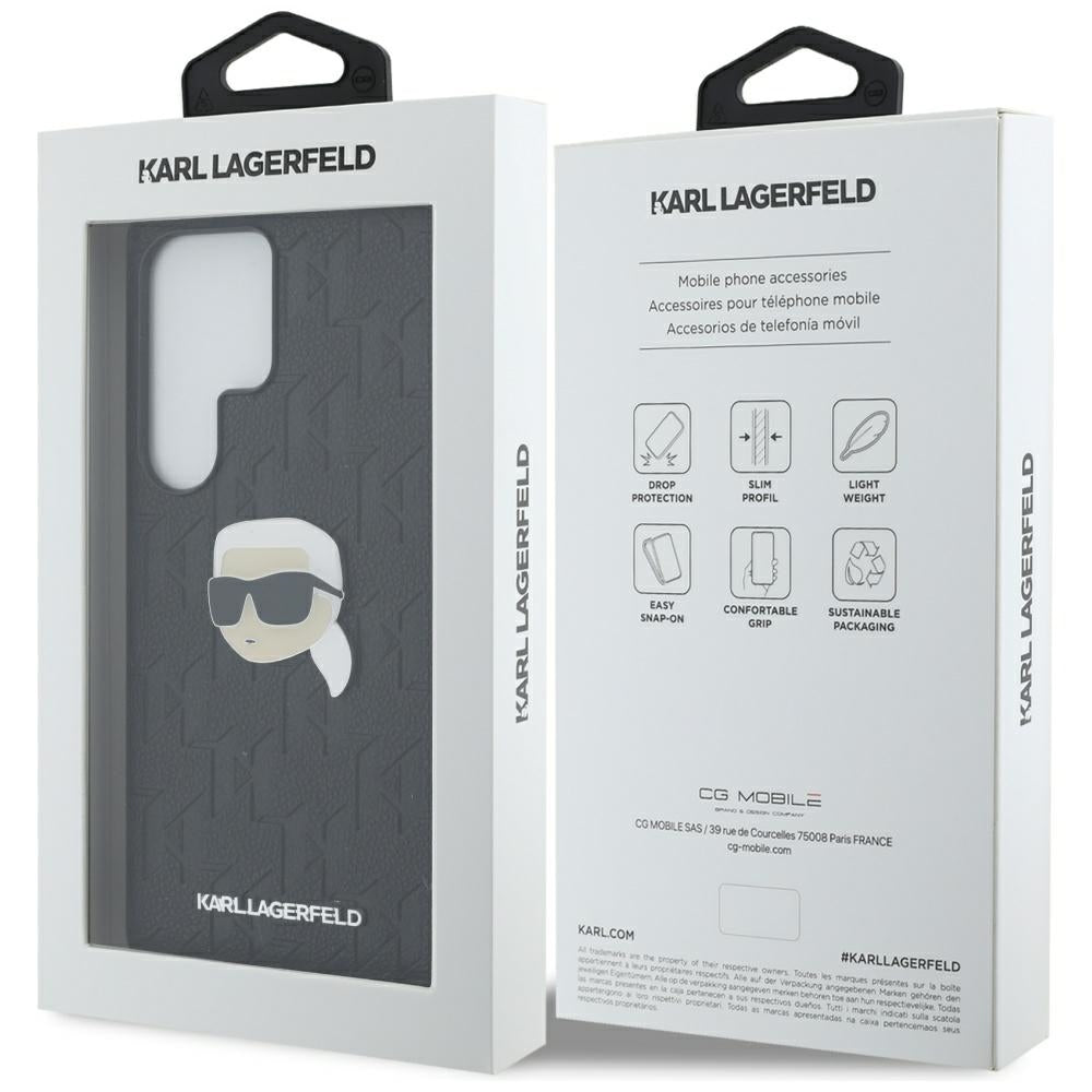 Husa pentru Samsung Galaxy S25 Ultra S938, Karl Lagerfeld, Monogram Karl's Head, Neagra