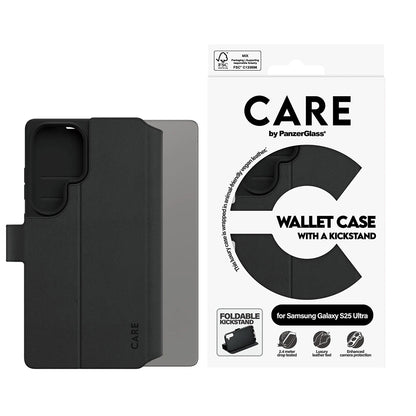 Husa pentru Samsung Galaxy S25 Ultra S938, PanzerGlass, Care Feature Kickstand Wallet, Neagra