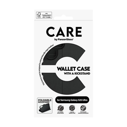 Husa pentru Samsung Galaxy S25 Ultra S938, PanzerGlass, Care Feature Kickstand Wallet, Neagra
