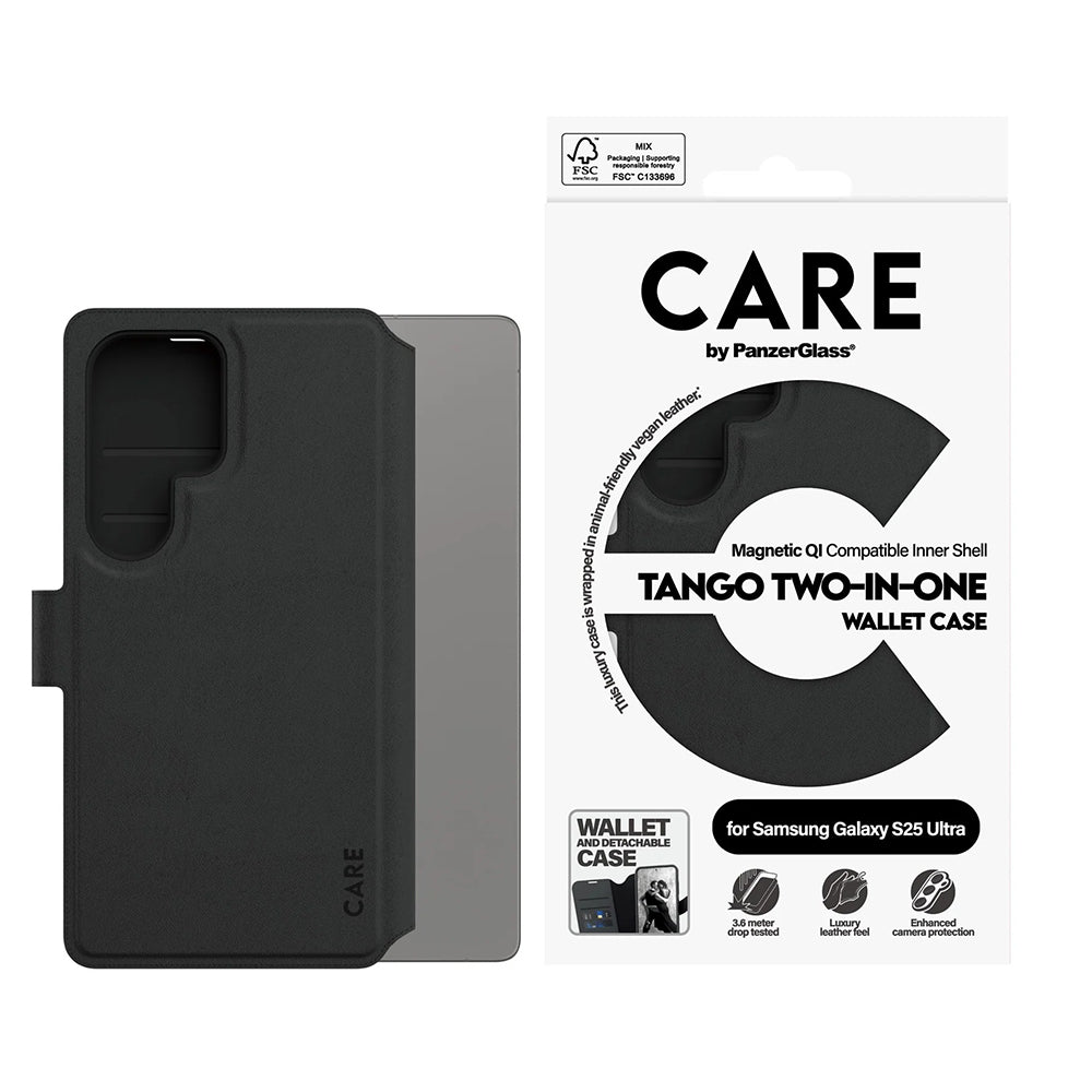 Husa pentru Samsung Galaxy S25 Ultra S938, PanzerGlass, Care Feature Tango Two-in-One, Neagra