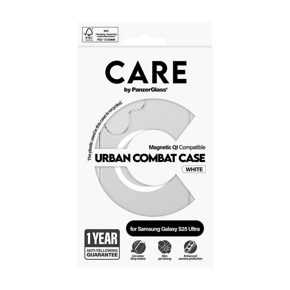 Husa pentru Samsung Galaxy S25 Ultra S938, PanzerGlass, Care Urban Combat, Transparenta Alba