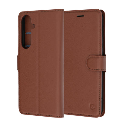 Husa pentru Samsung Galaxy S26 FE / S25 FE, Techsuit, Leather Folio, Maro