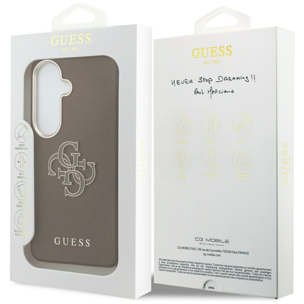Husa pentru Samsung Galaxy S26 Plus S947, Guess, 4G Grained Big and Classic Logo, Maro
