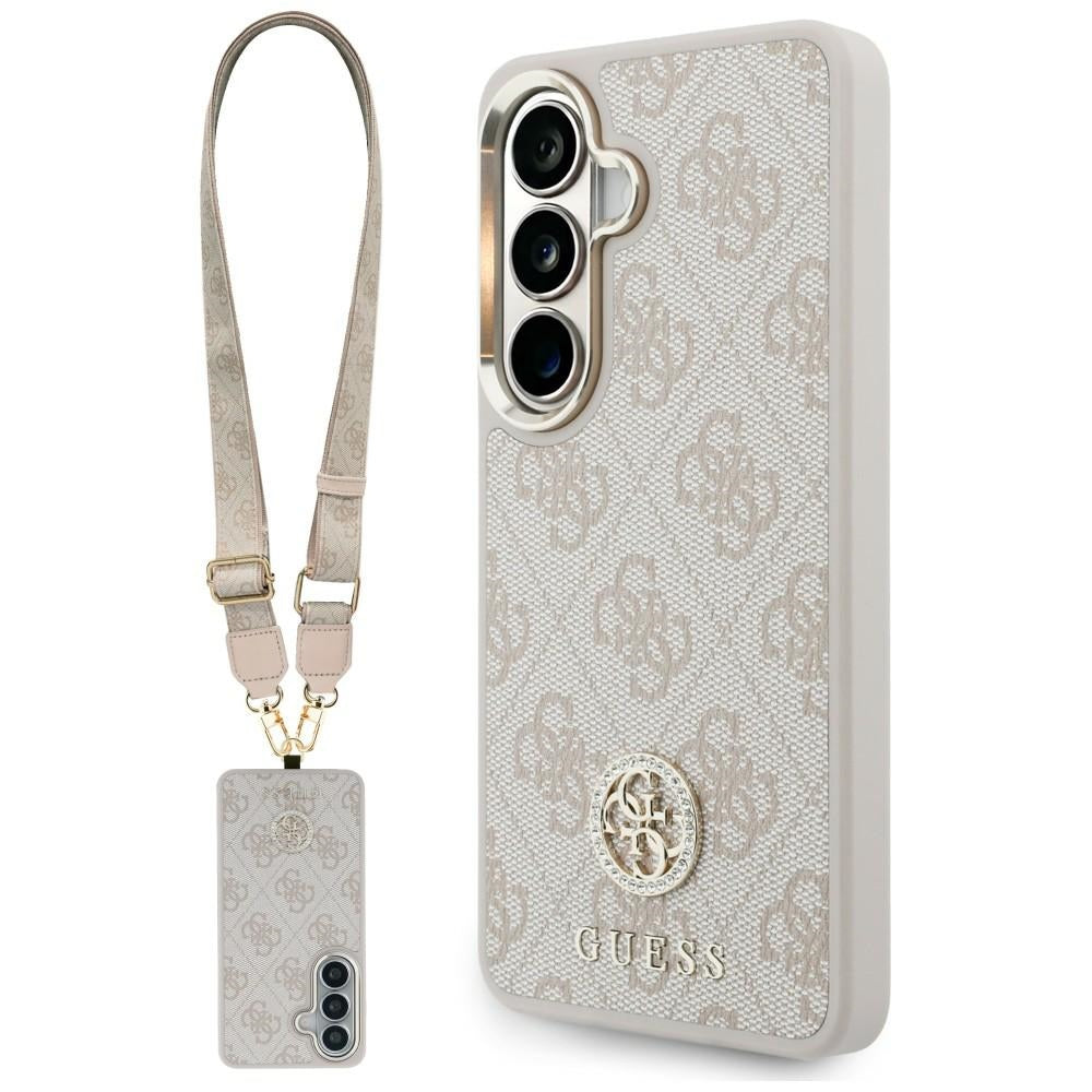 Husa pentru Samsung Galaxy S26 S942, GUESS, 4G Big Rhinestone Triangle Strap, Roz