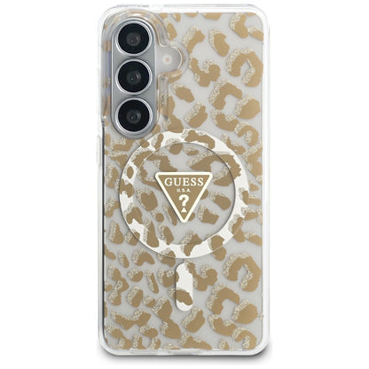 Husa MagSafe pentru Samsung Galaxy S26 S942, Guess, IML Leopard Pattern, Maro